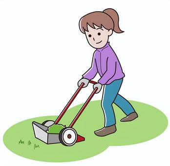 Free Vectors | woman mowing the lawn