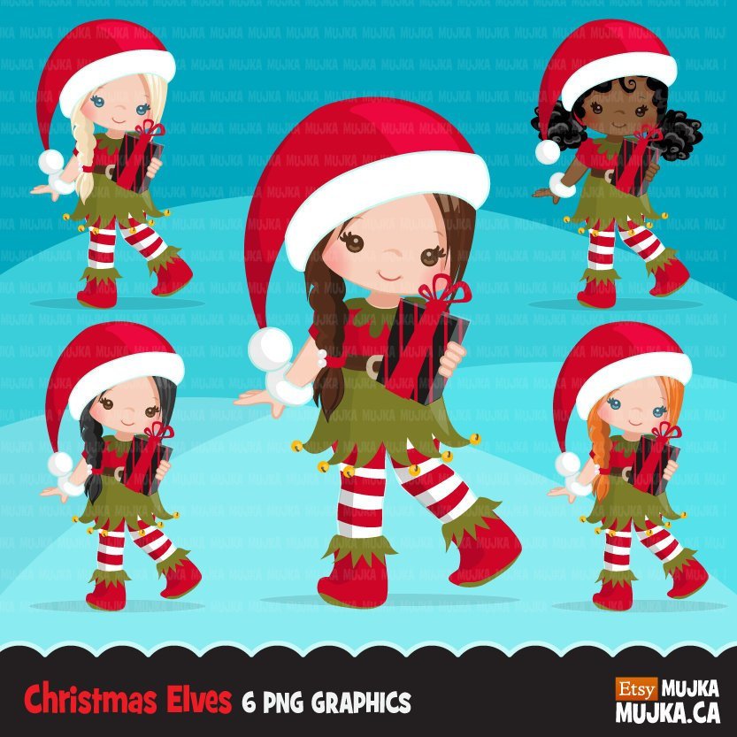 Christmas girl Elf Clipart – MUJKA CLIPARTS
