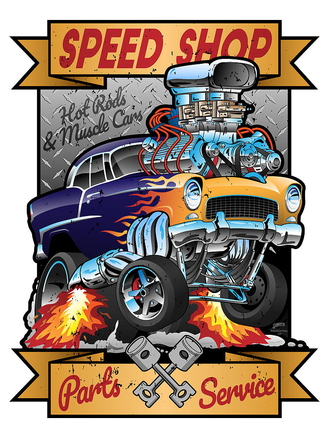 muscle  car hot rod drawings