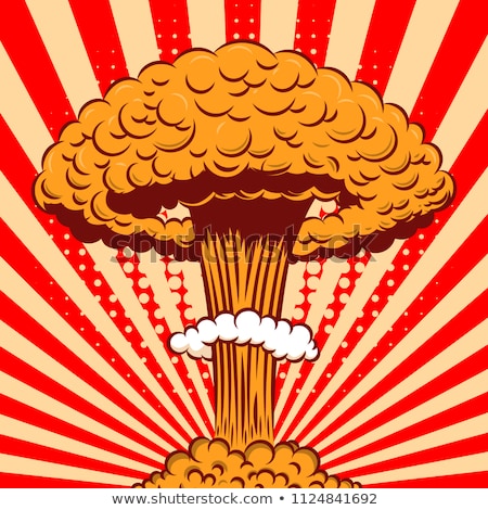Nuclear Explosion Cartoon Retro Poster Mushroom Cloud Vector ...