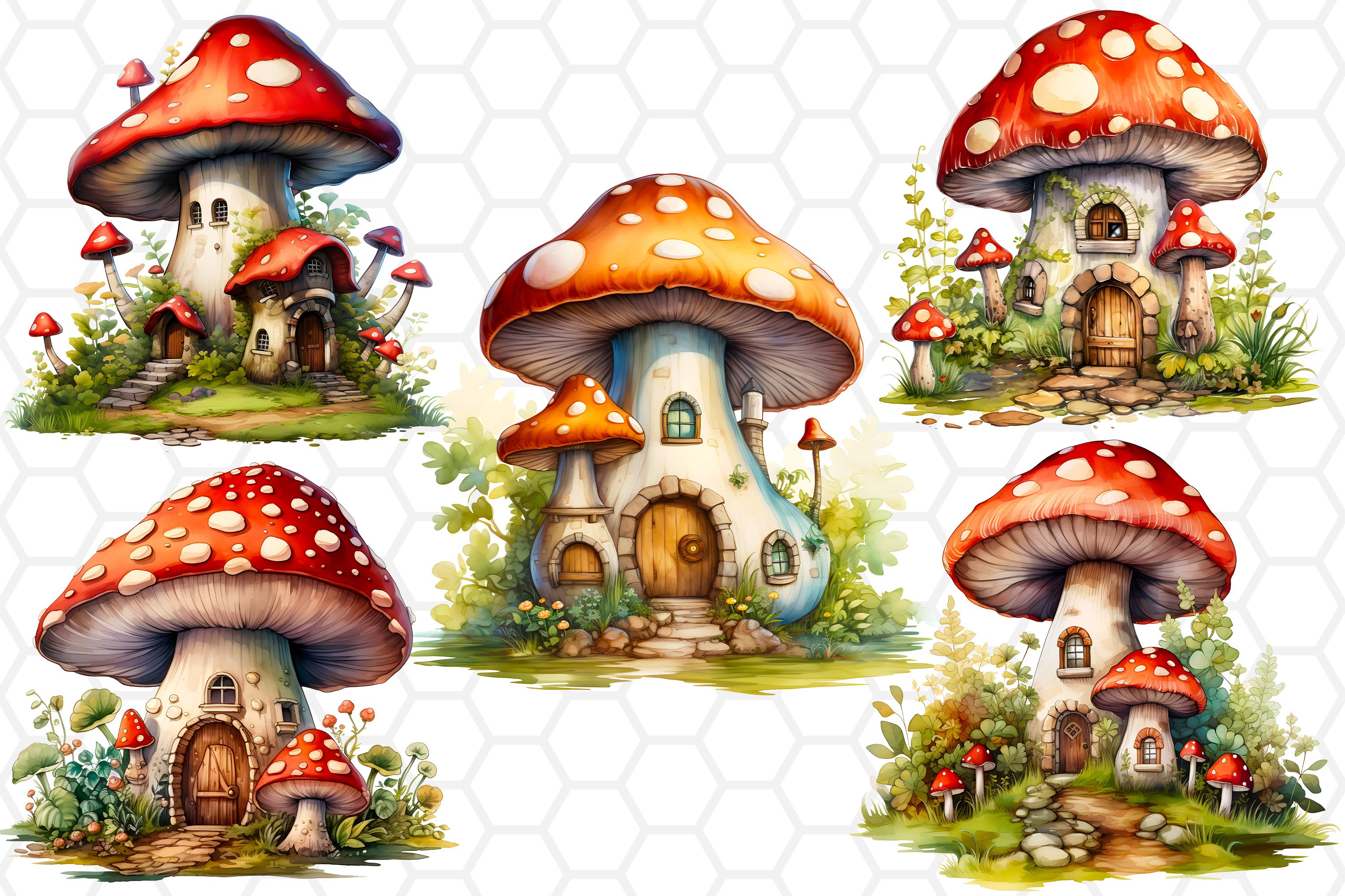 mushroom home cliparts