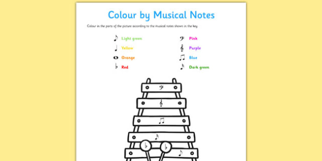 Colour by Musical Notes Worksheet | Make Music Day - Twinkl