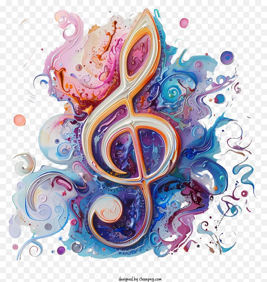 Music Notes - Colorful Treble Clef Art - CleanPNG / KissPNG
