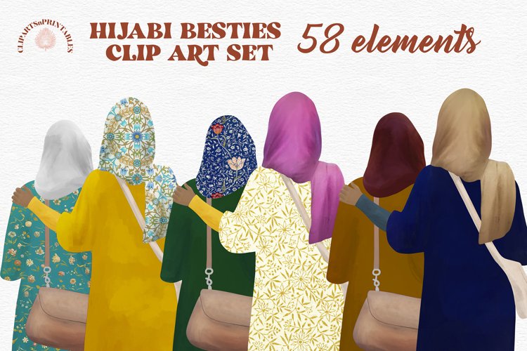 Hijabi Besties Clipart- Muslim Women Illustration PNG