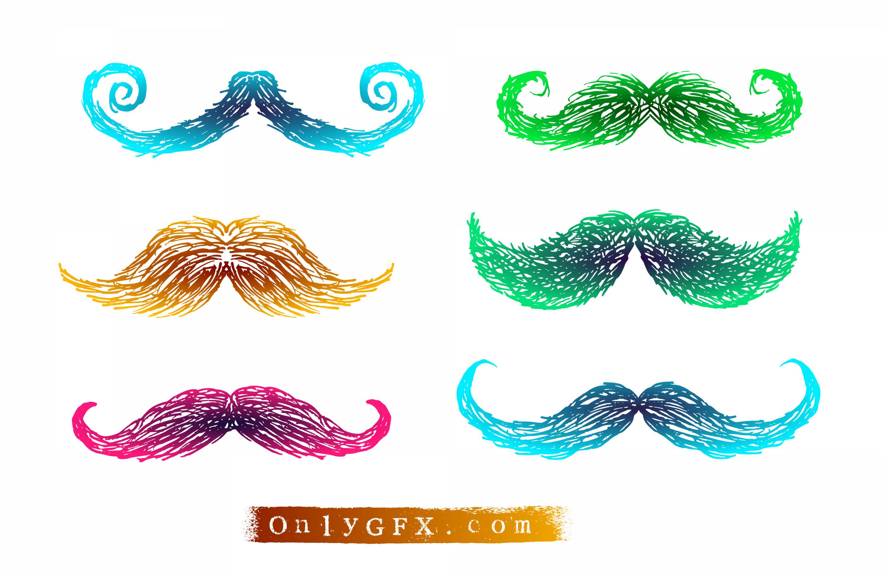 mustache cliparts colorful 2024