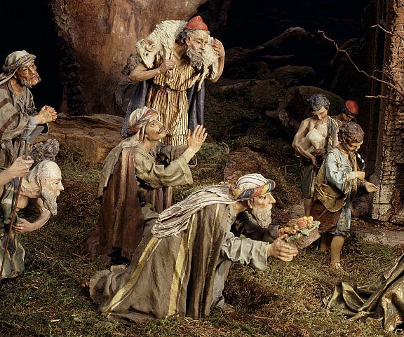 Nativity scene with the Adoration of the Shepherds and of the Magi ...