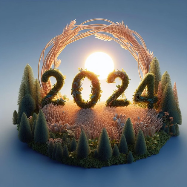 2024 nature theme new year wish design | Premium AI-generated image