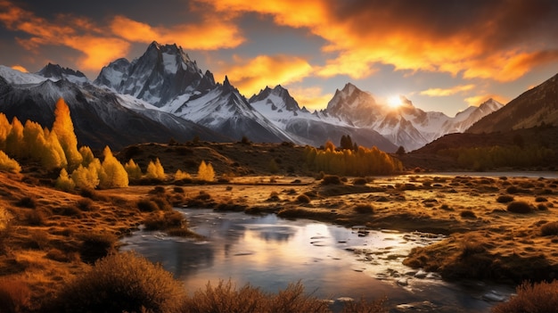 View of nature landscape with river | AI-generated image