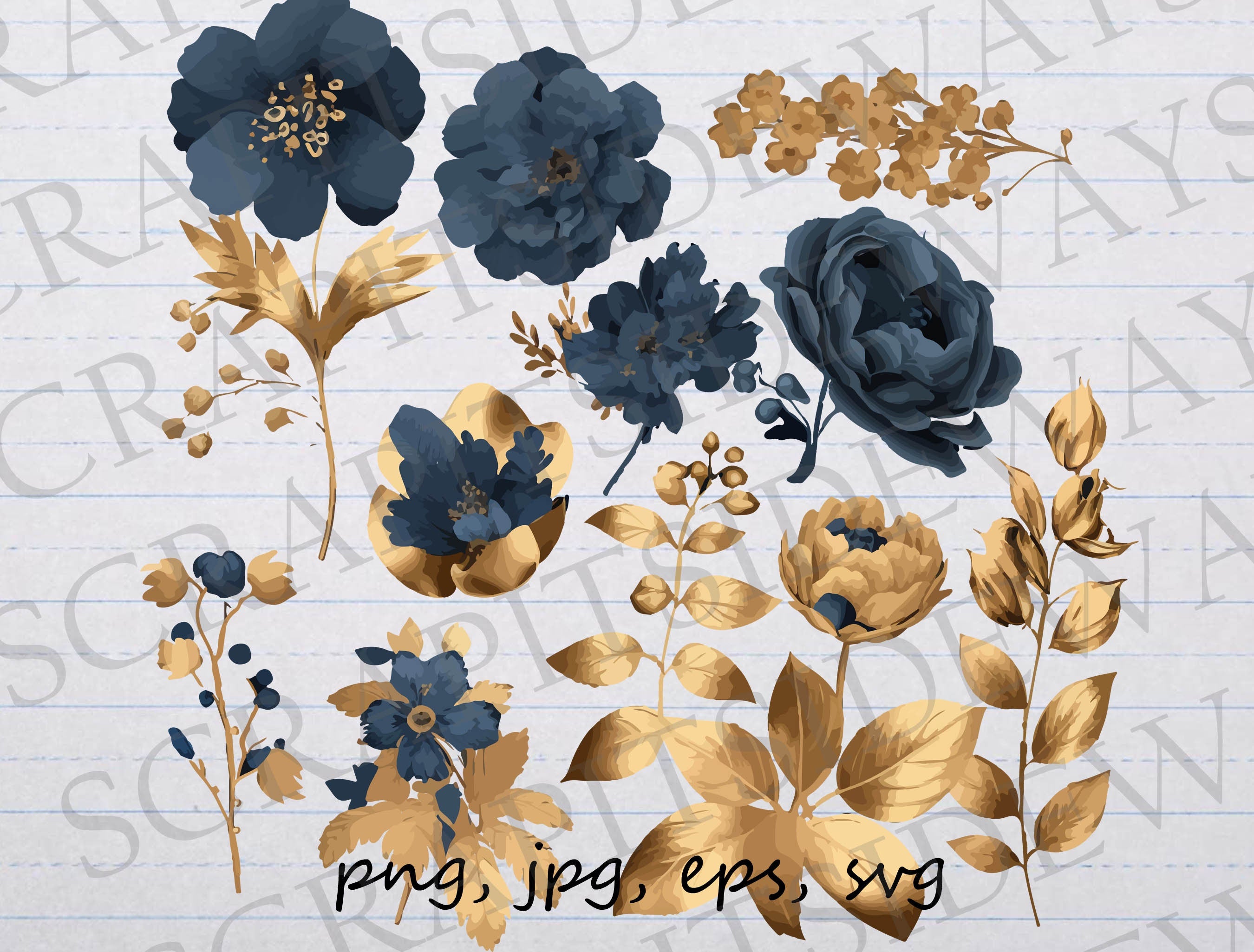 navy floral cliparts 2024