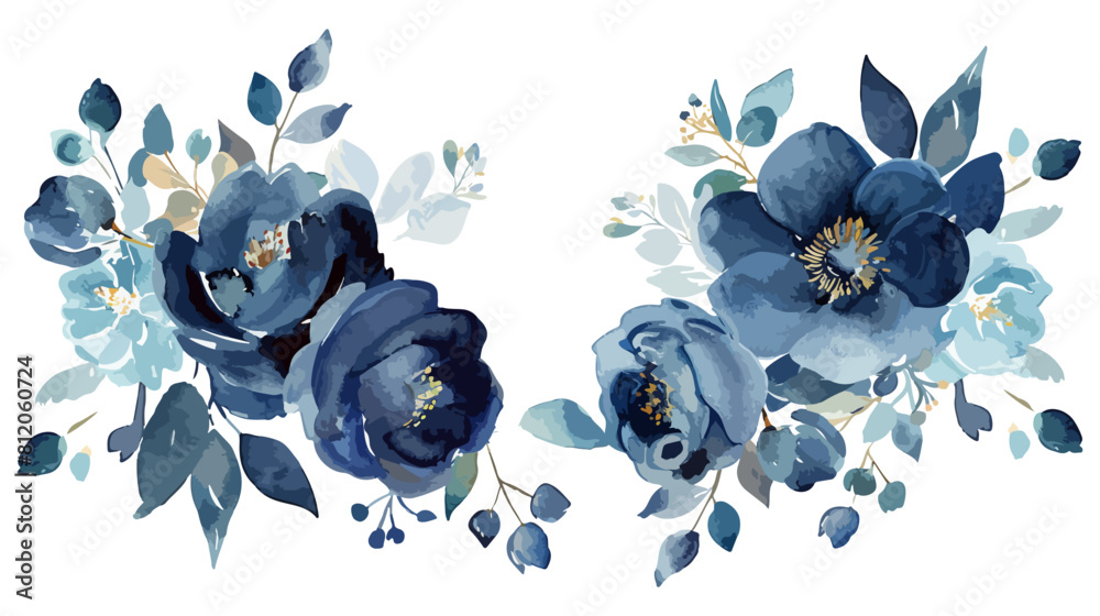 navy floral cliparts