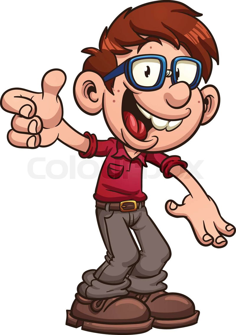 Cartoon nerd or geek. Vector clip art illustration with simp ...
