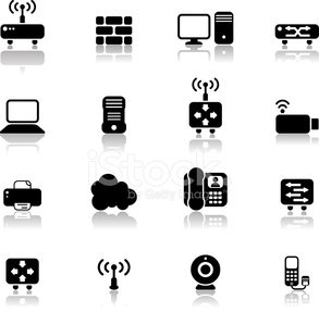 Simple Network Components And Devices With Reflections Stock ...