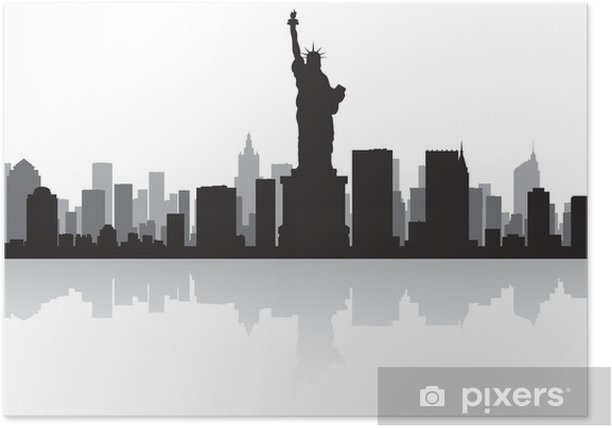 Poster Skyline von New York Silhouette