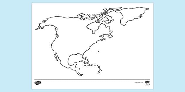 north america map coloring page