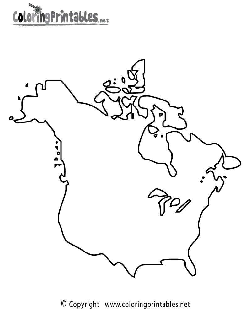 north america map coloring page