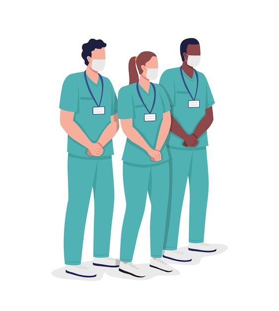 Premium Vector | Nursing group semi flat color vector characters ...