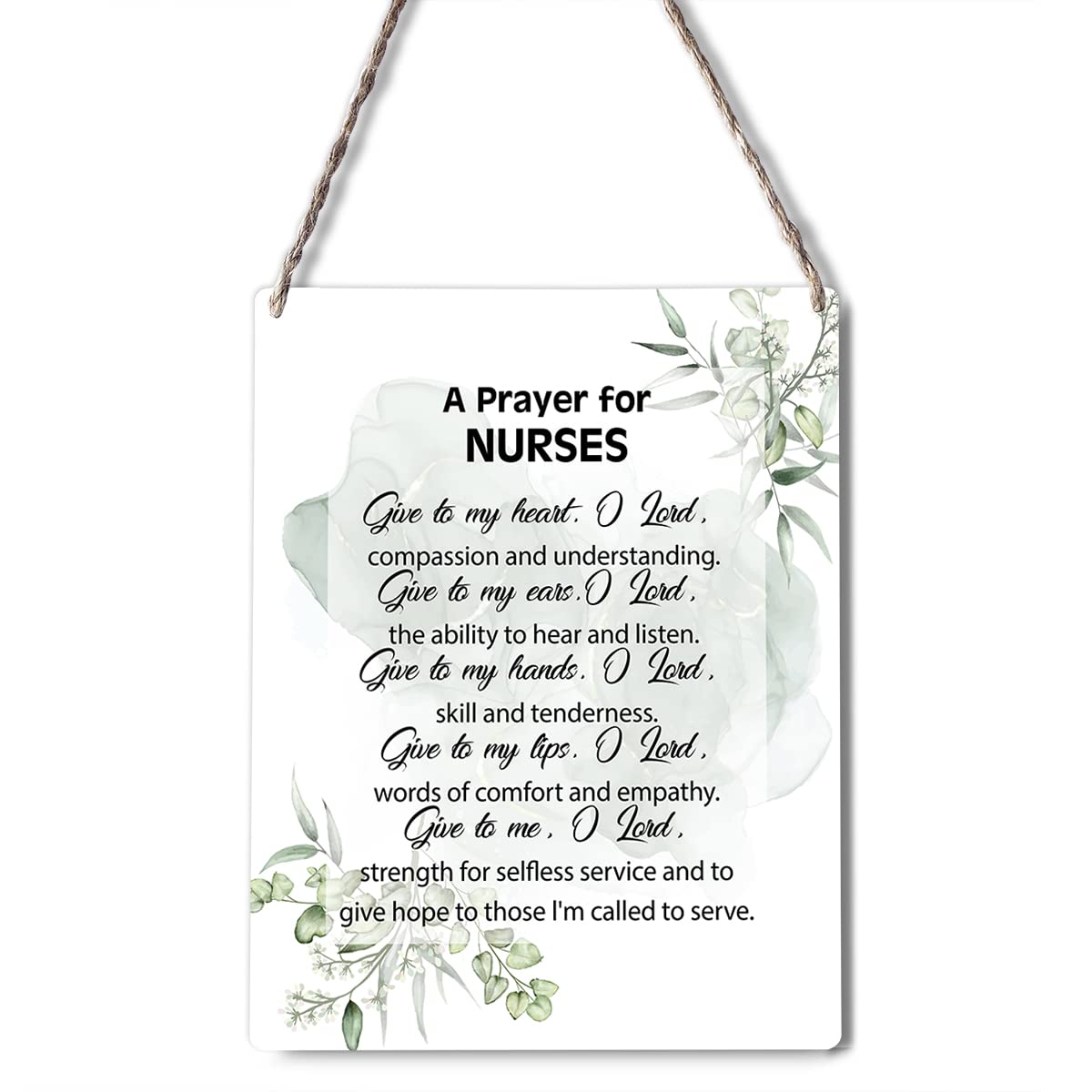 GUDIAO Inspirational Christian Nurse Signs Wall Decor Prayer for Nurses  Wooden Sign Print Wooden Sign Decor for Home Door Nursing School 8x10 Inch  : ...