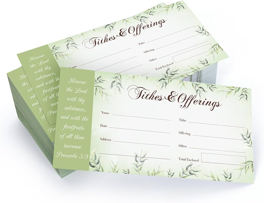 Whaline Church Offering Envelopes Greenery Tithes &amp; Offerings Envelopes  Classic Tithe Donation Envelopes My Offering Bill Size Envelope Checks and  ...