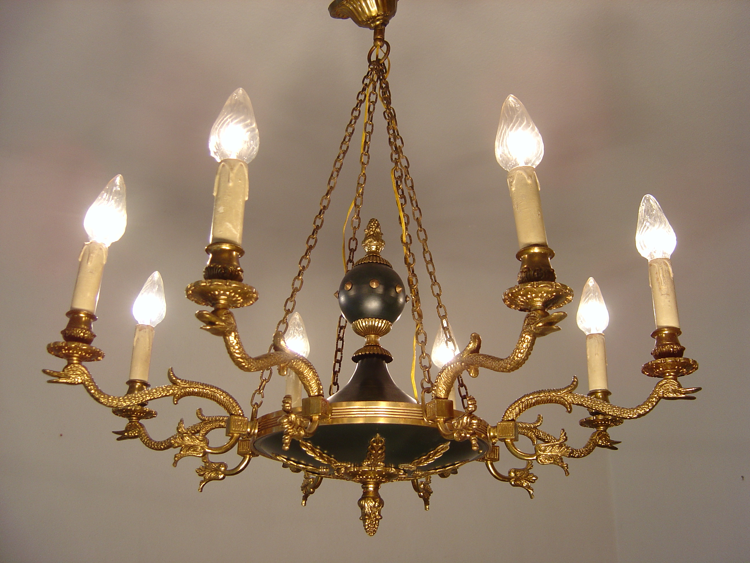 chandelier antique, old lamp - 8 bronze empire chandelier dark ...