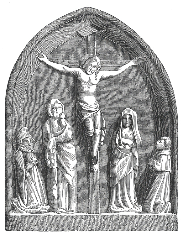 Medieval Religion-an old engraving of jesus on the cross