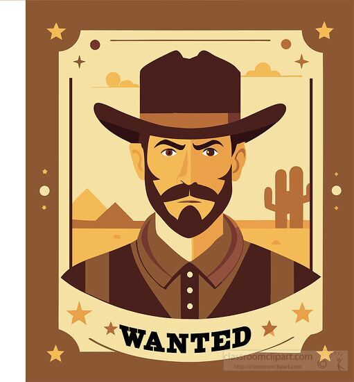 Cowboy Clipart-old western vintage wanted posted of cowboy