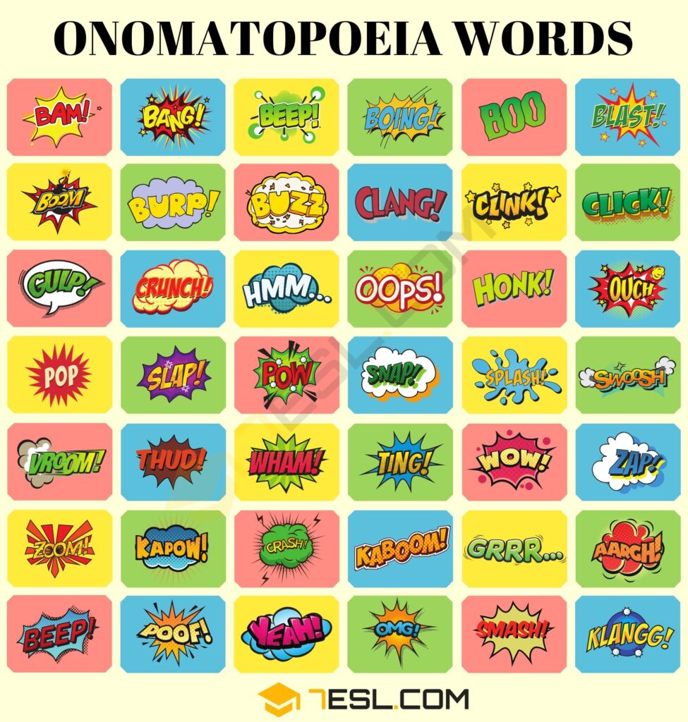 Onomatopoeia: 100+ Onomatopoeia Words in English • 7ESL