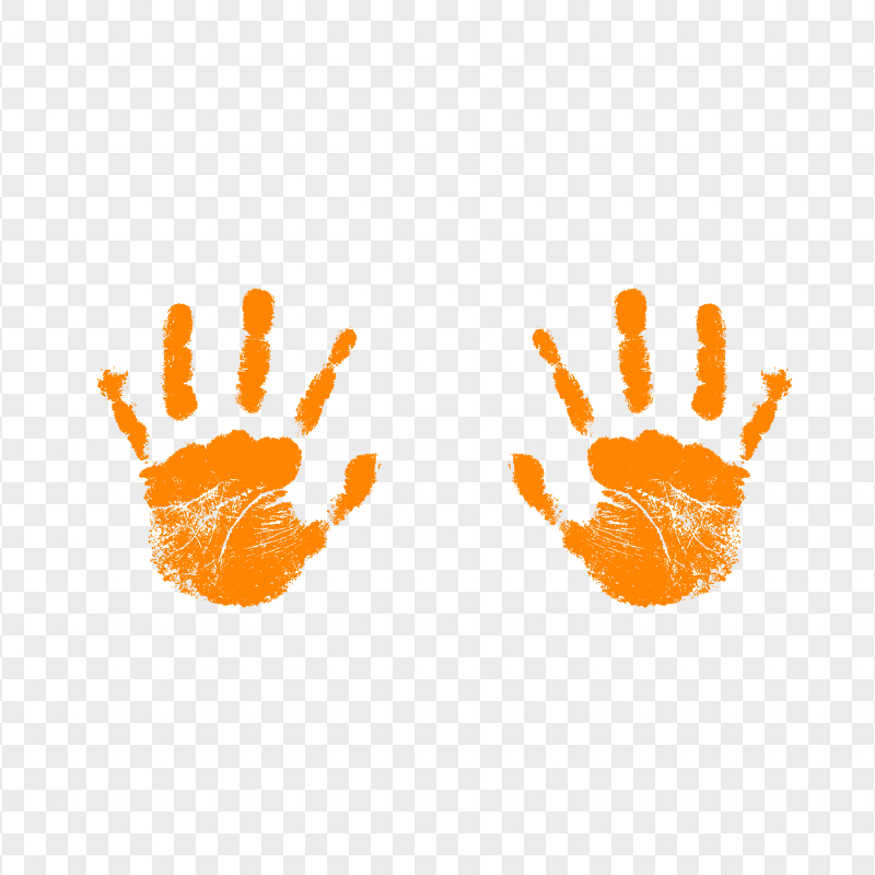 HD Orange Two Realistic Handprint PNG | Citypng