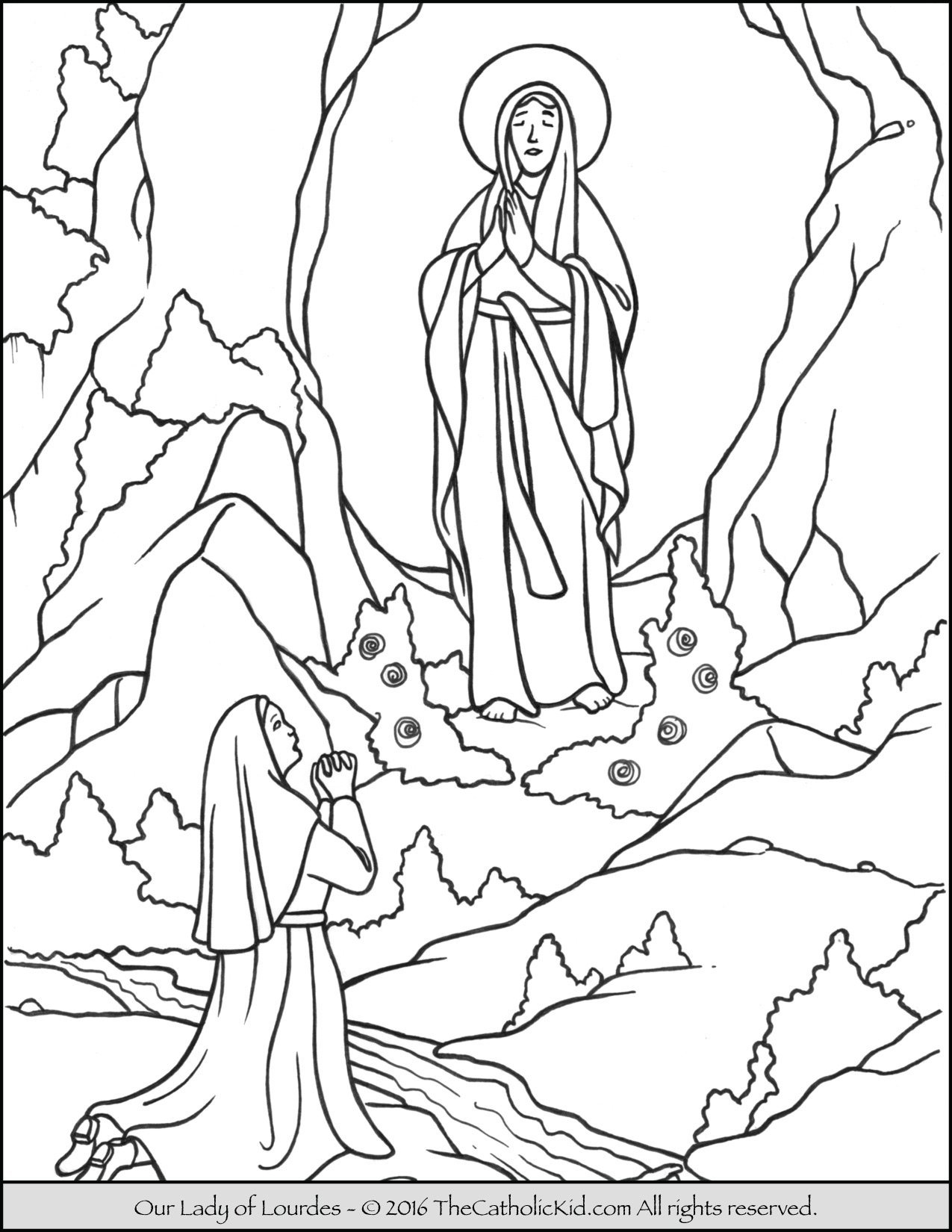 our lady of lourdes coloring page