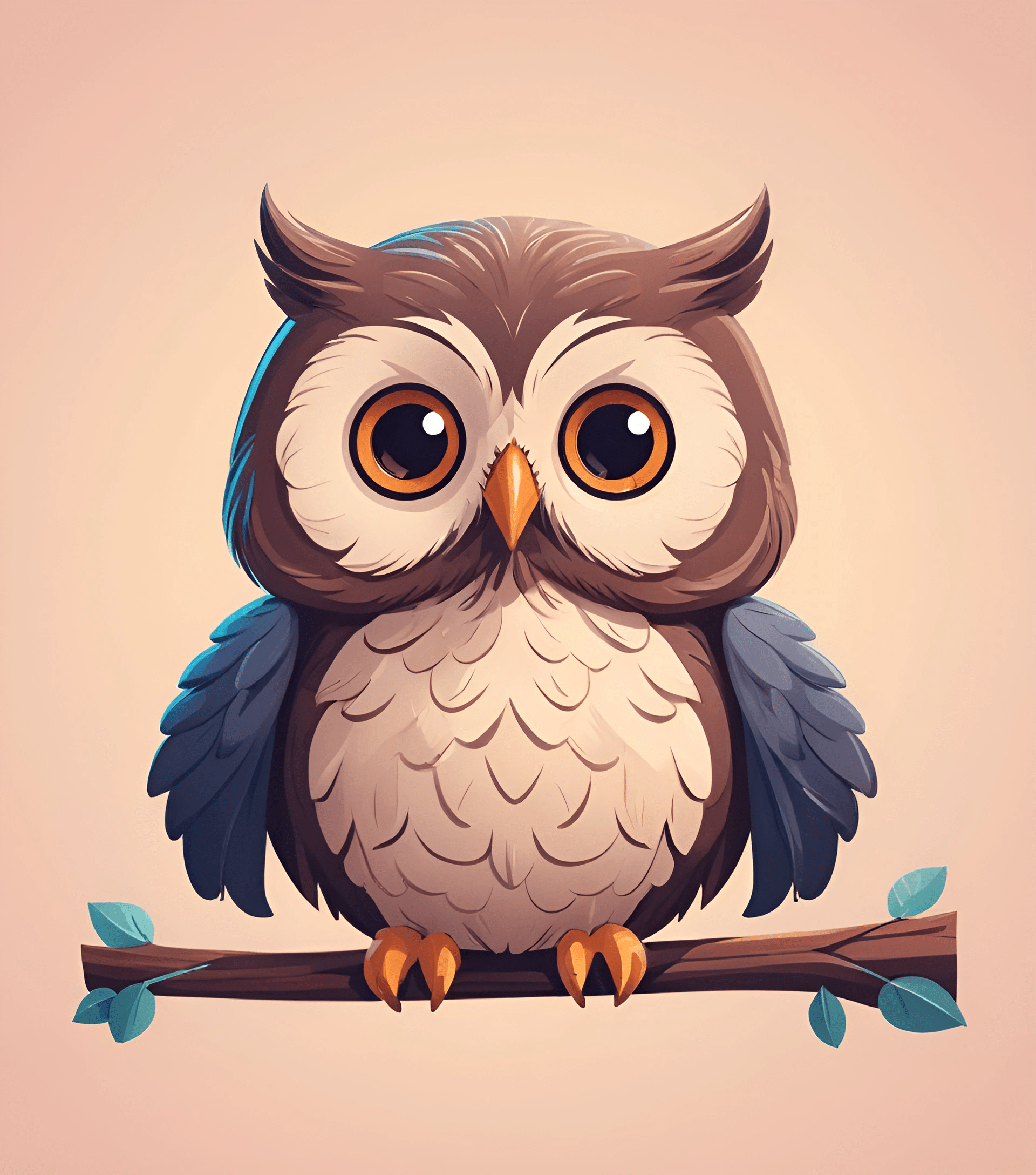 Cute Cartoon Owl on a Branch - Free Download - AI Scribbles