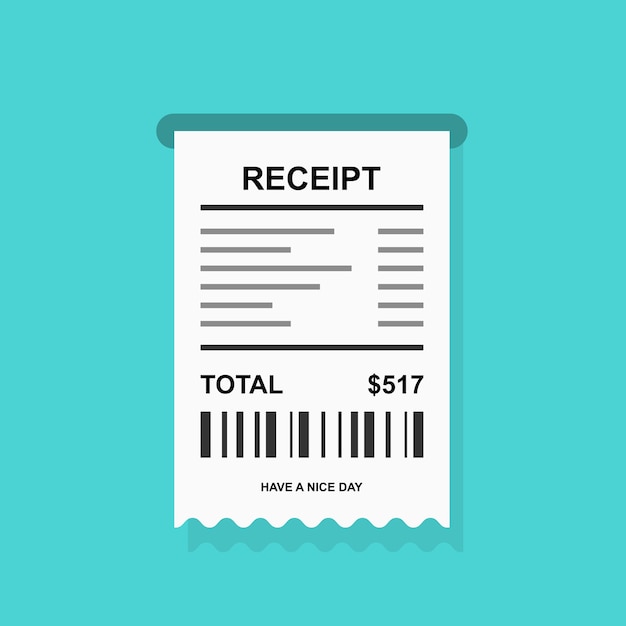 Premium Vector | Receipt simple clipart with barcode - invoice