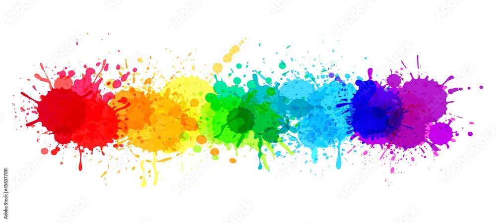 Paint splatter banner, rainbow watercolor paint stains. Colorful ...