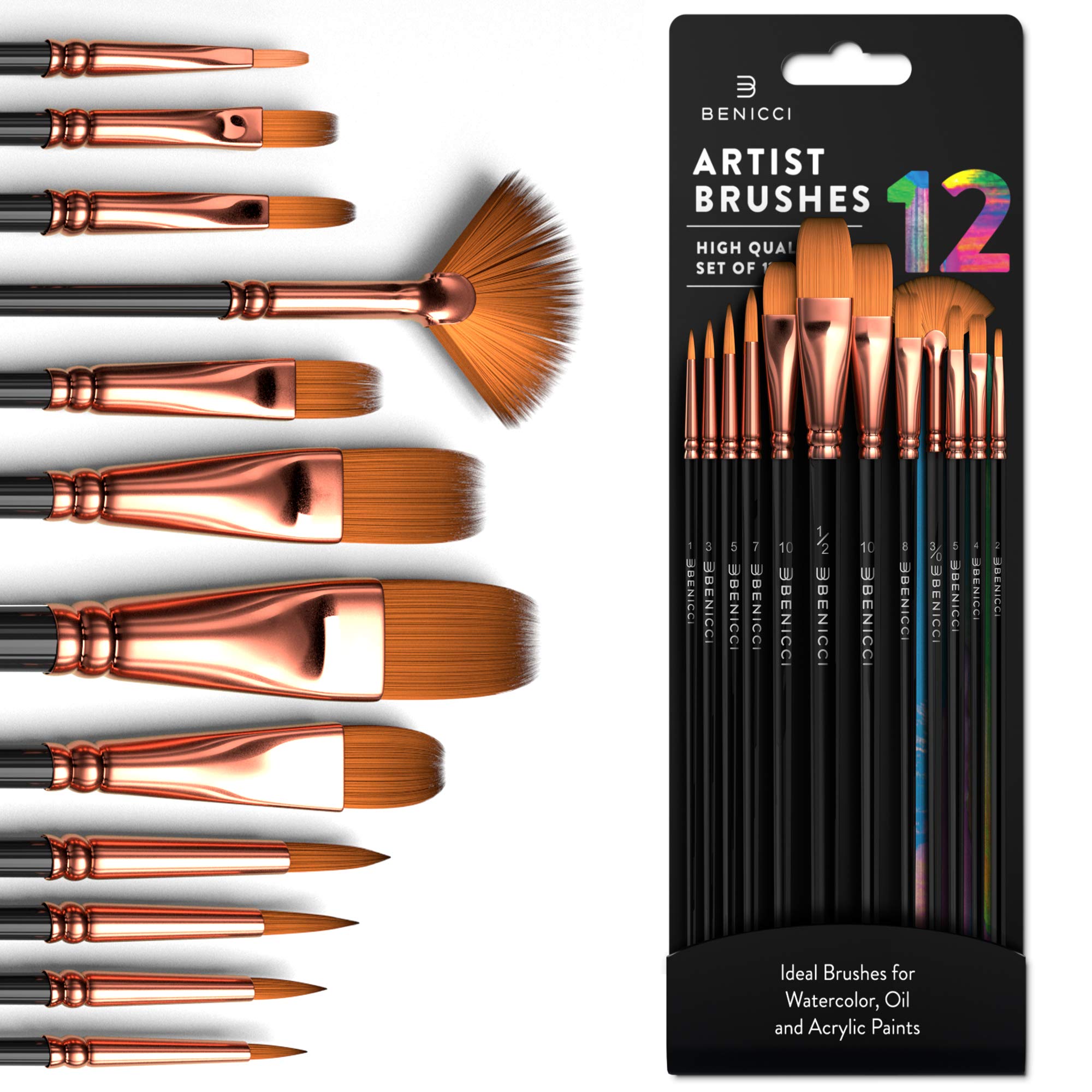 Professional Artist Paint Brushes Set, 12 Pieces Painting Brush Set for  Kids, Adults, Fabulous for Canvas, Watercolor and Fabric, for Beginners and  ...