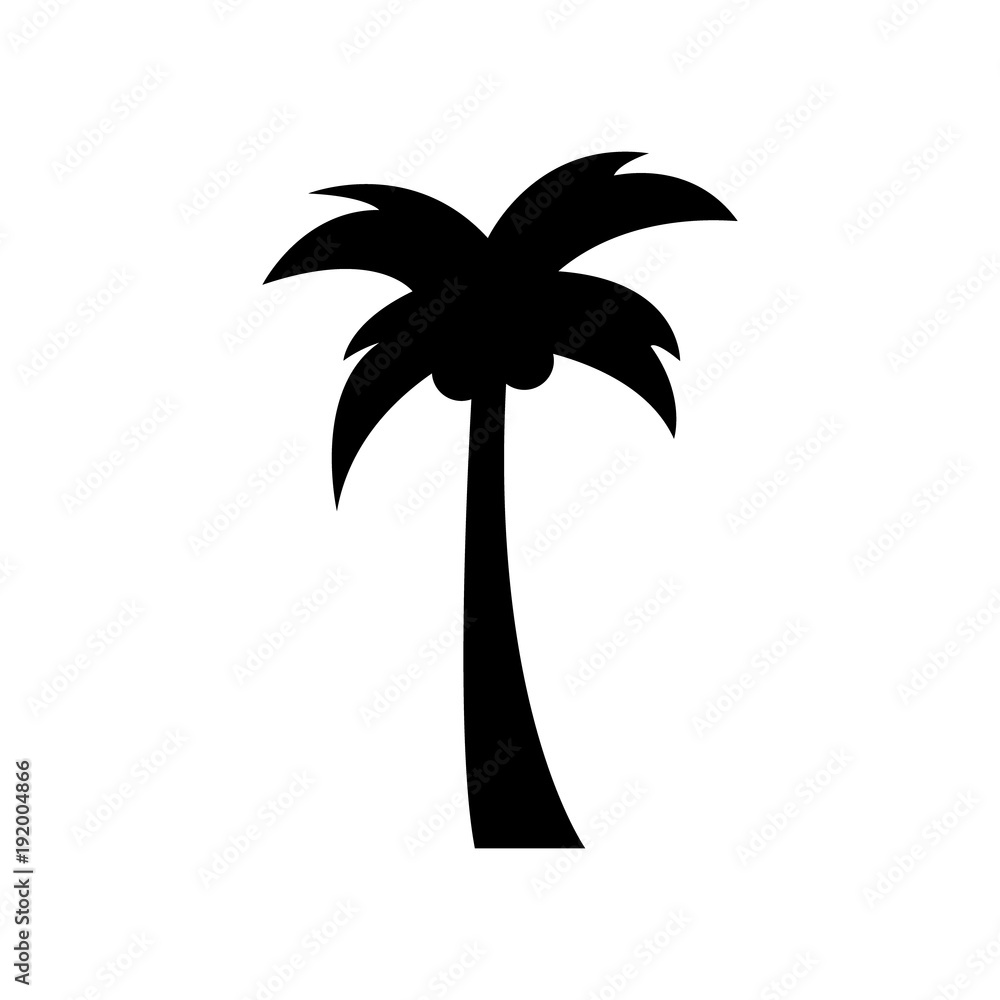 Simple palm tree black vector icon, isolated. Tropical coconut ...