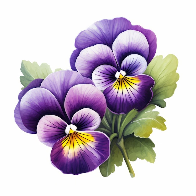 Vibrant Pansy Clipart Realistic Portrait Style Illustrations ...