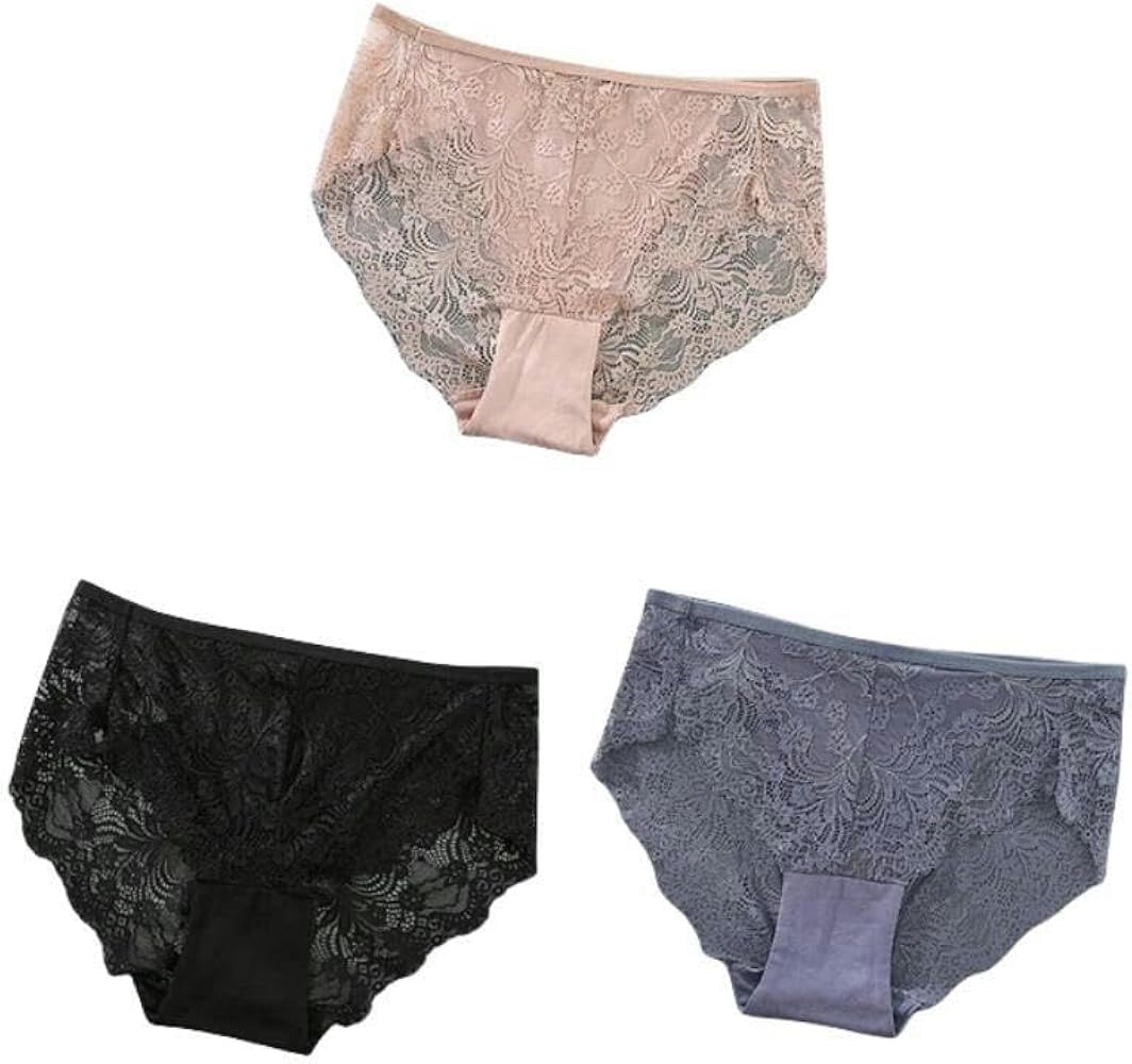 KOSTEN Pantiess-4Xl Plus Size 3Pcs Lace Panties For Women ...