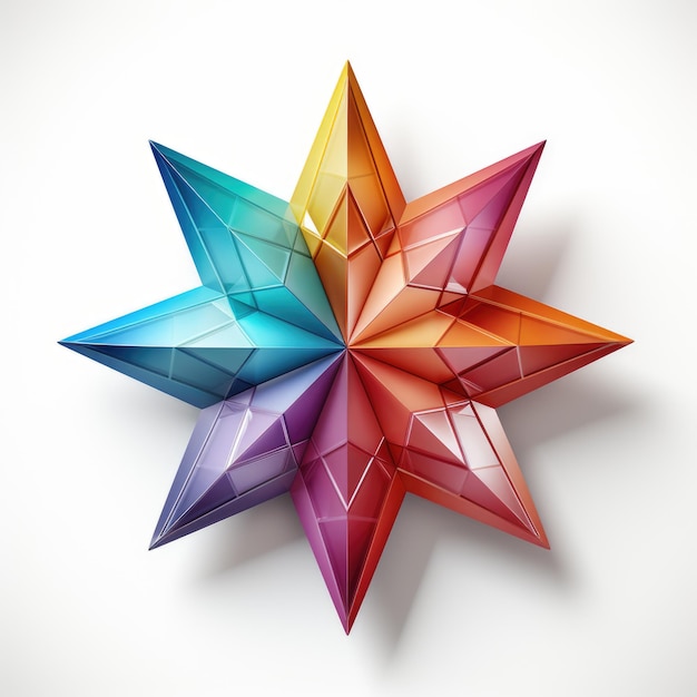 A multicolored paper star on a white surface Realistic clipart on ...