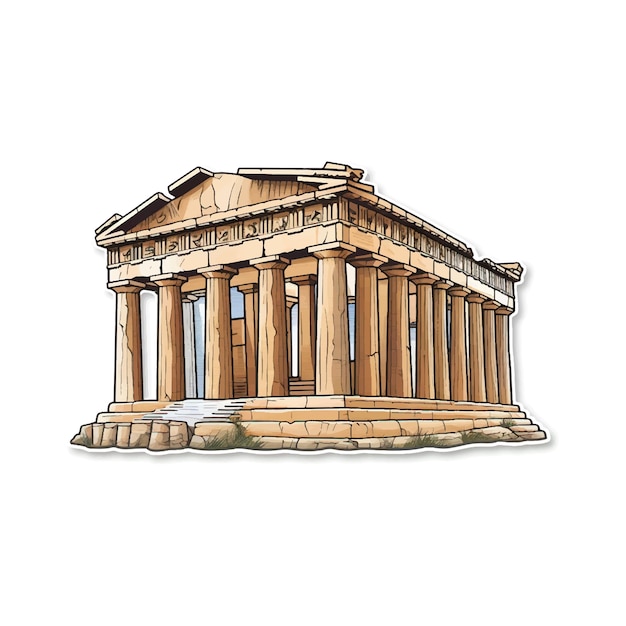 The Parthenon illustration sticker on white background | Premium ...