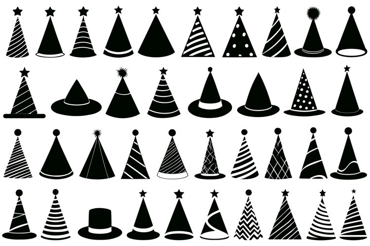 Party Hat Silhouettes SVG / Party Hat Clipart Bundle