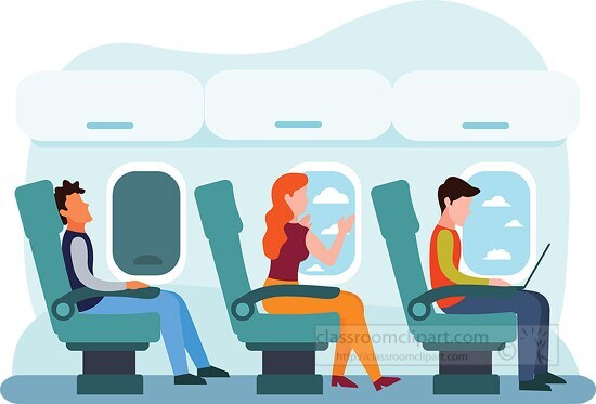 Aircraft Clipart-passengers seating in the interior plane clipart