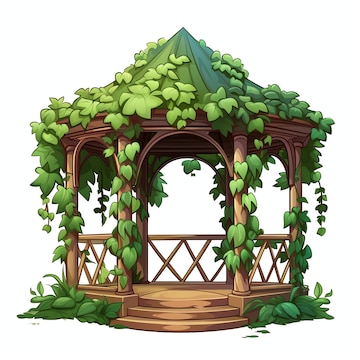 Beautiful Ivycovered gazebo or pavilion watercolor clipart ...