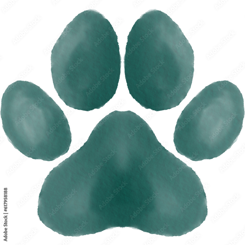 Poster, Wandbilder Watercolor Paw Print Clipart, Cat And Dog Paws Clipart  png, 40x40 cm