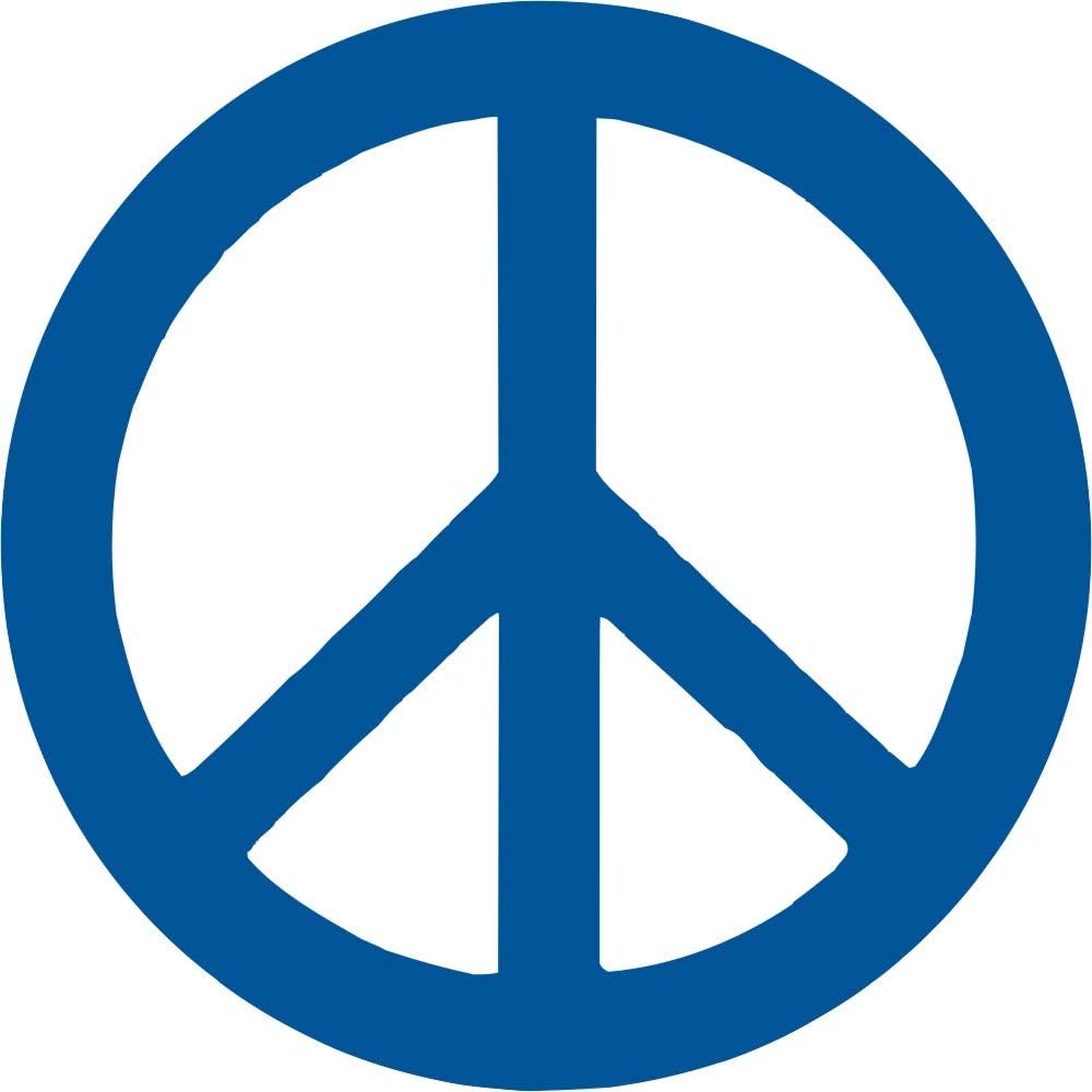 Peace Sign Light Blue Over White Background - Button/Pinback