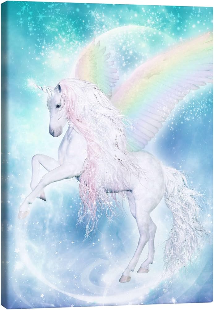 Posterlounge Rainbow Unicorn Pegasus Canvas Picture by Dolphins ...