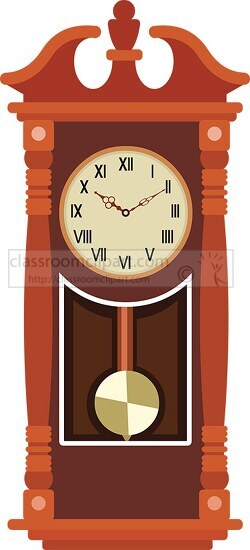 Furniture Clipart-antique wooden pendulum wall clock clipart