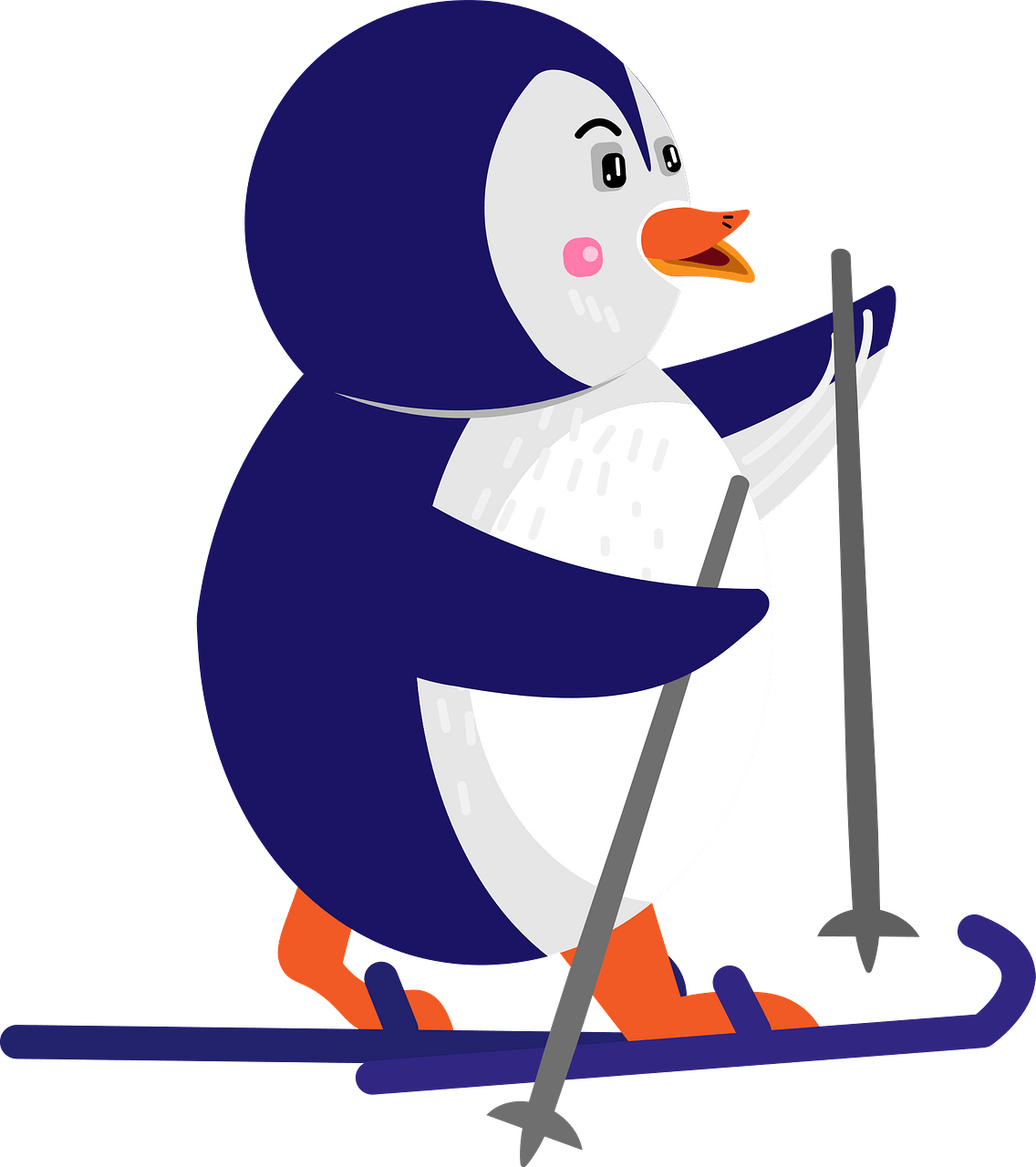penguin skiing cliparts