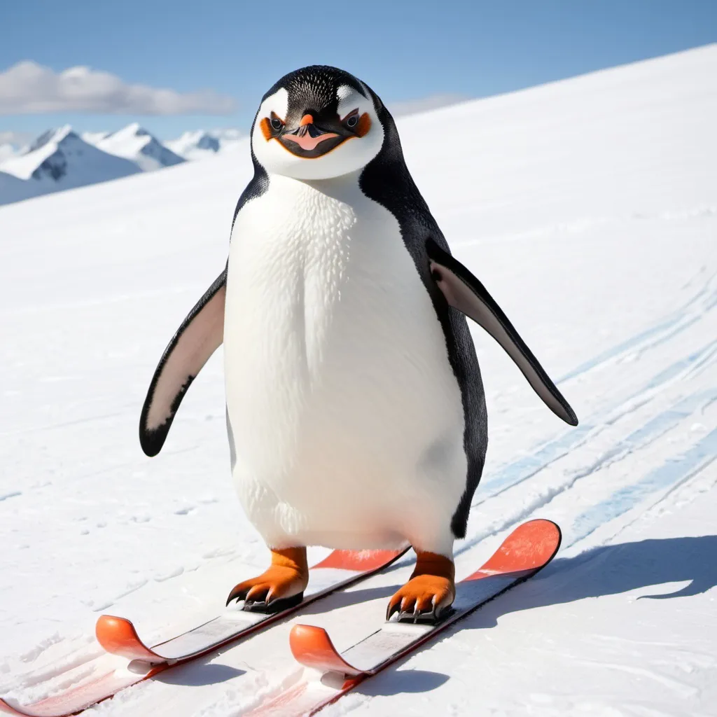 penguin skiing