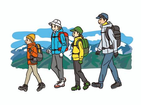 people hiking cliparts