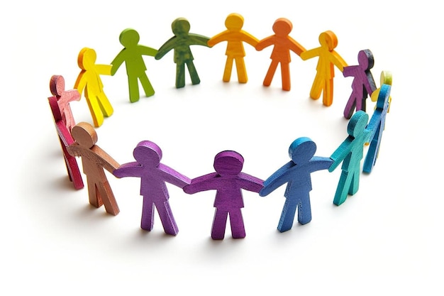 people holding hands in a circle