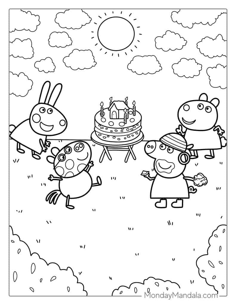 peppa pig and friends coloring pages print