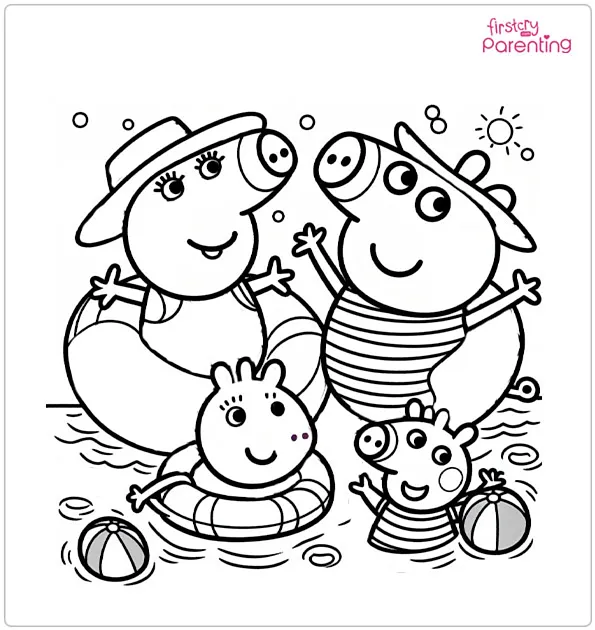 peppa pig and friends coloring pages print